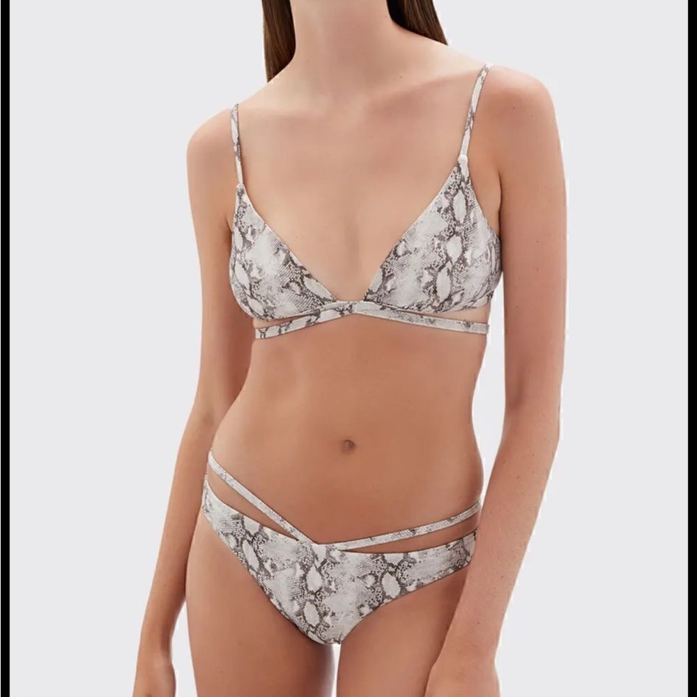 Jonathan Simkhai Harlen Bikini Top and Emmalynn Strappy Bikini Bottoms in Python